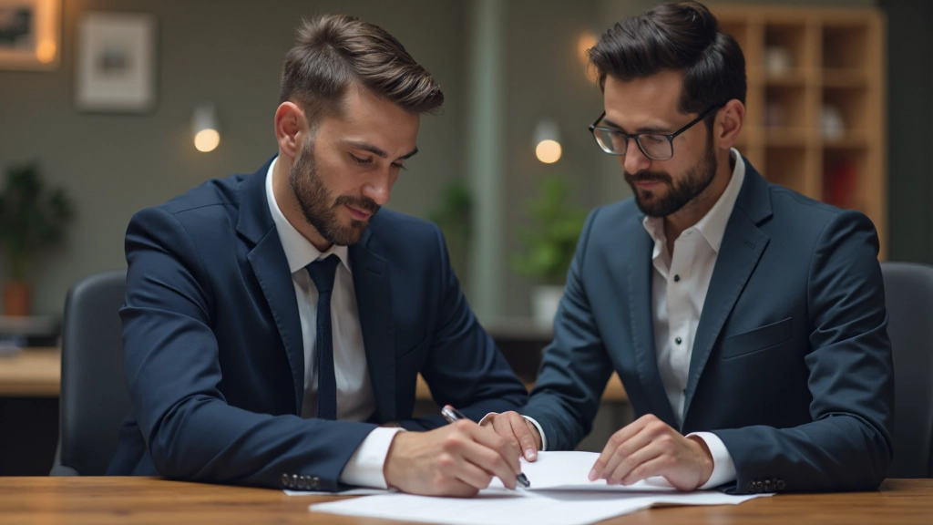 Профессиональный консультант проводит финансовое планирование с клиентом за офисным столом